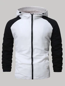Gym Rark Boyfriend Style Men's Color Block Full Zip Up Front Hooded Jacket, Thermal Lined For Autumn Active Wear Long Sleeve Sports Jacket Sports Jacket - Multicolor - View 7