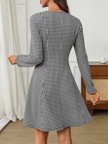 EMERY ROSE Women's Plaid Casual Daily Summer Short Dress - Black - View 2