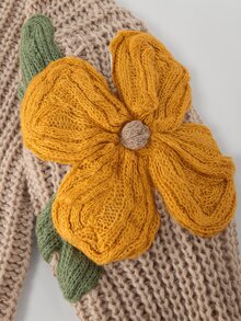 Zayélia Sweater Lengan Panjang Kasual Wanita Motif Bunga 3D untuk Sehari-hari - Coklat - View 6