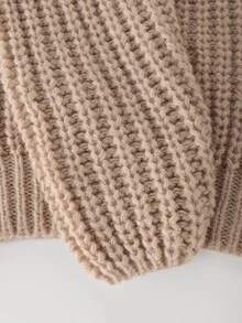 Zayélia Sweater Lengan Panjang Kasual Wanita Motif Bunga 3D untuk Sehari-hari - Coklat - View 7