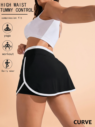 SHEIN Sports Women's Plus Size Trimmed Sports Active Alternative Kawaii Alternative Renaissance Skirt Tennis Skort Fair Gym Fair Black And White Summer