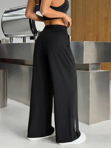 Muchica Women's High Waist Loose Fit Sports Pants - Black - View 3