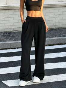Muchica Women's High Waist Loose Fit Sports Pants - Black - View 7