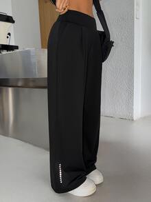 Muchica Women's High Waist Loose Fit Sports Pants - Black - View 8