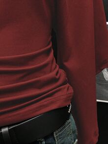 EgrlEra Women's Solid Color Ruched Off Shoulder Cinched Waist Retro Sexy T-Shirt - Burgundy - View 7