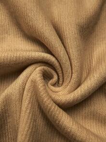 Trelyra Women's Solid Color Cowl Neck Long Sleeve Casual Top - Khaki - View 3