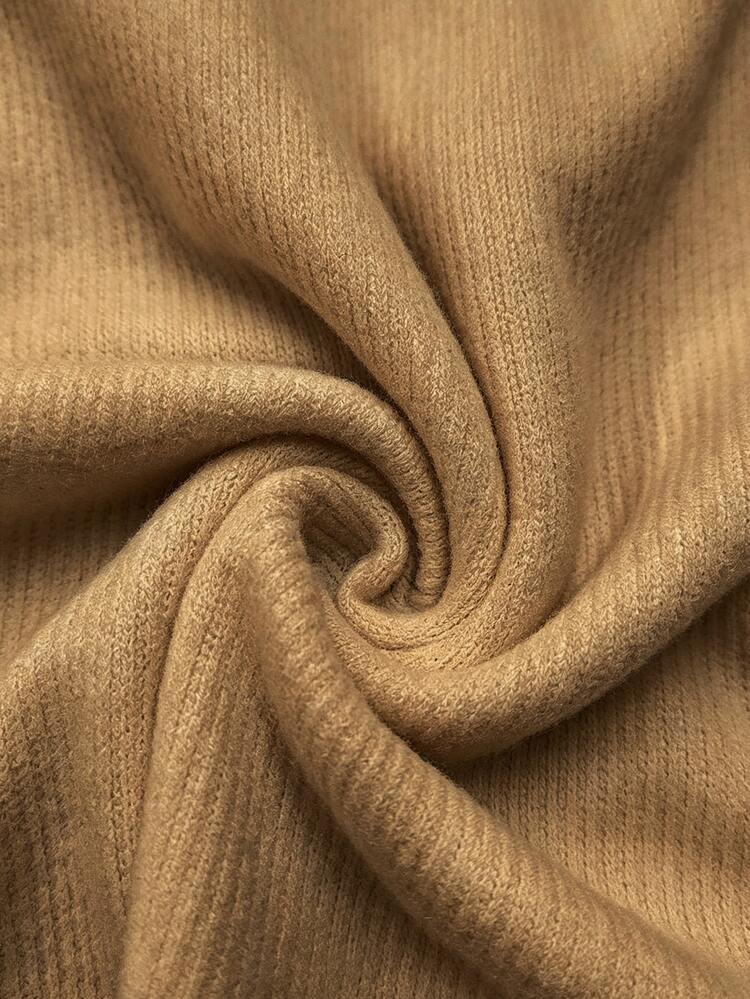 Trelyra Women's Solid Color Cowl Neck Long Sleeve Casual Top - Khaki - View 3