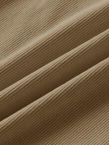 Sorvial Celana Kargo Kasual Minimalis Pria Bahan Corduroy untuk Pemakaian Sehari-hari - Khaki - View 5