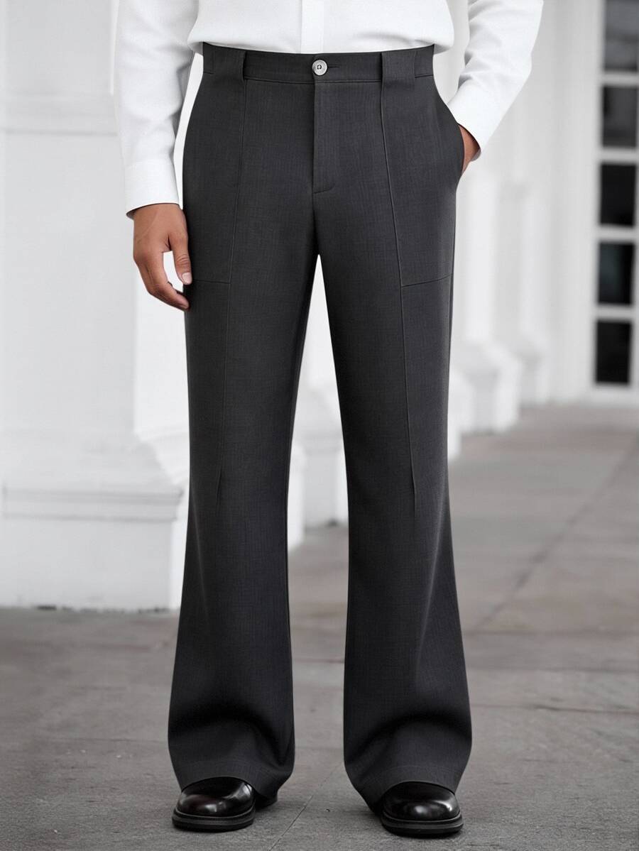 HUEFORM Men's Slim Fit Grey Dress Pants - Grey - View 1