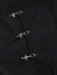SLATEMANN Men's Metal Buckle Decor Jacket Coat - Black - View 7