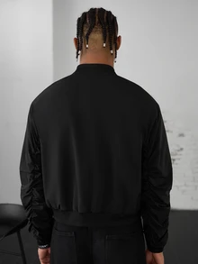SLATEMANN Men's Metal Buckle Decor Jacket Coat - Black - View 4