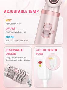 SHEGLAM HAIR Blowout Bliss All-In-One Multi-Styler, Sikat Pengering Rambut 5 in 1, Sikat Penambah Volume untuk Pengeringan Cepat, Pengeritingan Udara, Pengeritingan, Pelurusan & Penambah Volume, Anti-Frizz, Aliran Udara Kuat 2X Lebih Cepat Kering, Tegangan Universal untuk Penataan Rambut - Berwarna merah muda - View 9