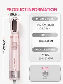 SHEGLAM HAIR Blowout Bliss All-In-One Multi-Styler, Sikat Pengering Rambut 5 in 1, Sikat Penambah Volume untuk Pengeringan Cepat, Pengeritingan Udara, Pengeritingan, Pelurusan & Penambah Volume, Anti-Frizz, Aliran Udara Kuat 2X Lebih Cepat Kering, Tegangan Universal untuk Penataan Rambut - Berwarna merah muda - View 12
