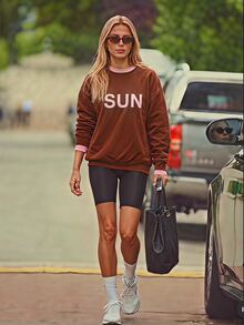 Fluxe Women's Letter Graphic Print Sweatshirt For Women, Scuba Fabric Contrast Color Double Layer Crewneck, Oversized Casual Pullover Long Sleeve Top Fall - Brown - View 16