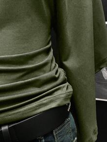 EgrlEra Women's Solid Color Fashionable Off Shoulder Cinched Waist Retro Sexy T-Shirt - Army Green - View 7