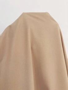 Solflare Plus Size Women Solid Color Stand Collar Minimalist Simple Casual Classic Pocket Zipper Jacket Autumn Fashion Week - Khaki - View 9