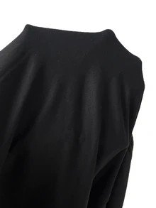 Solflare Plus Size Women's Square Neck Black Short Sleeve Jumpsuit, Summer - Black - View 6