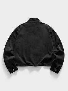 FeverCity Men's Washed Black Gray Asymmetrical Placket Long Sleeve Top - Black - View 3