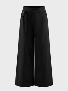 FeverCity Men's Solid Color Urban Renaissance Street Style Casual Fashion Creative Personalized Streetwear Pants - Black - View 5