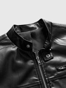FeverCity Men's Lapel Long Sleeve Jacket And Coat - Black - View 6