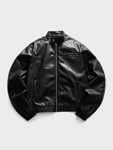 FeverCity Men's Lapel Long Sleeve Jacket And Coat - Black - View 3