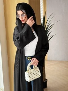 Yasmyna Spring/Summer Versatile Elegant Satin Polka Dot Commuter Fashion Slimming Women's Cardigan - Black - View 6