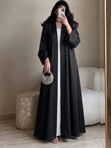 Yasmyna Spring/Summer Versatile Elegant Satin Polka Dot Commuter Fashion Slimming Women's Cardigan - Black - View 1