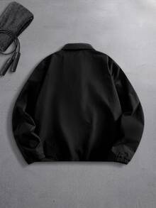 Sport MetroGents Men's Solid Color Casual Versatile Daily Travel Sports Jacket - Black - View 2