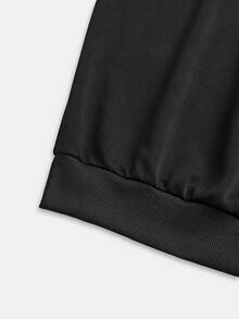 Juhart Plus Size Women's Elegant Frog Button Long Sleeve Top And Striped Colorblock Pants 2 Pieces Set - Black - View 10