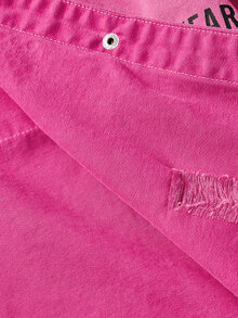 BriallanyX BriallanyX Jaket Denim Lengan Panjang Wanita dengan Kancing, Jumbai, dan Tampilan Lusuh - Berwarna merah muda - View 11
