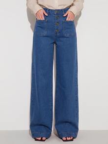 CielaLinda Women's Casual Daily Denim Jeans With Pockets And Buttons - Blue - View 6
