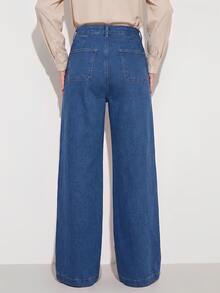 CielaLinda Women's Casual Daily Denim Jeans With Pockets And Buttons - Blue - View 2