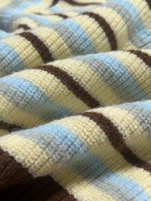 Elamini Sweater Rajut Bergaris Kasual Wanita, Musim Gugur/Dingin - MultiWarna - View 8