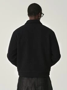 STYNVO Men's Long Sleeve Overcoat With Airplane Buckle Placket - Black - View 2