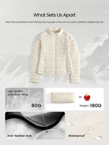GLOWMODE DreamLyx Chill Soft Smooth Warm Lightweight Sweat-Wicking Water-Repellent Slim-Fit Down-Proof Puffer Jacket Autumn Winter Outdoor Daily Casual - Creamy White - View 3