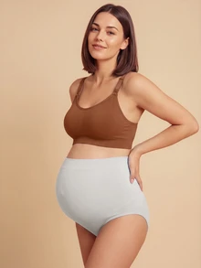 SHEIN حمالة صدر رضاعة للحوامل أحادية اللون بدون تفاصيل وملساء - قهوة بني - مشاهدة 2