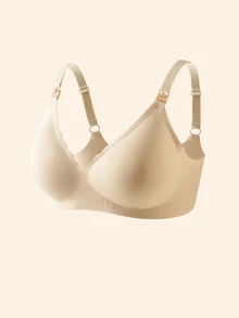 SHEIN Maternity Lingerie Tombol Scallop Santai-Nyaman - Aprikot - View 3