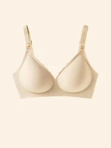 SHEIN Maternity Lingerie Tombol Scallop Santai-Nyaman - Aprikot - View 7