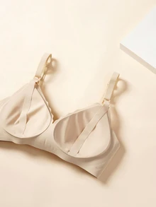 SHEIN Maternity Lingerie Tombol Scallop Santai-Nyaman - Aprikot - View 4