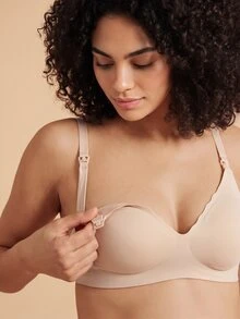 SHEIN Maternity Lingerie Tombol Scallop Santai-Nyaman - Aprikot - View 2