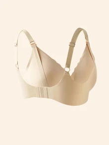 SHEIN Maternity Lingerie Tombol Scallop Santai-Nyaman - Aprikot - View 5