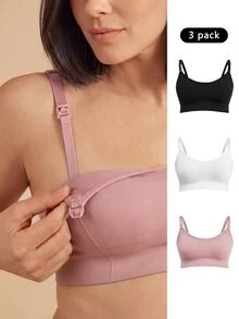 SHEIN 3pcs/Set Pregnant Women Solid Color Casual Comfortable Underwear Without Padding - Multicolor - View 1