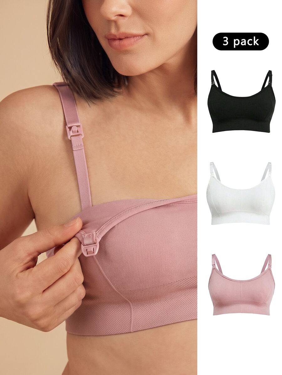 SHEIN 3pcs/Set Pregnant Women Solid Color Casual Comfortable Underwear Without Padding - Multicolor - View 1