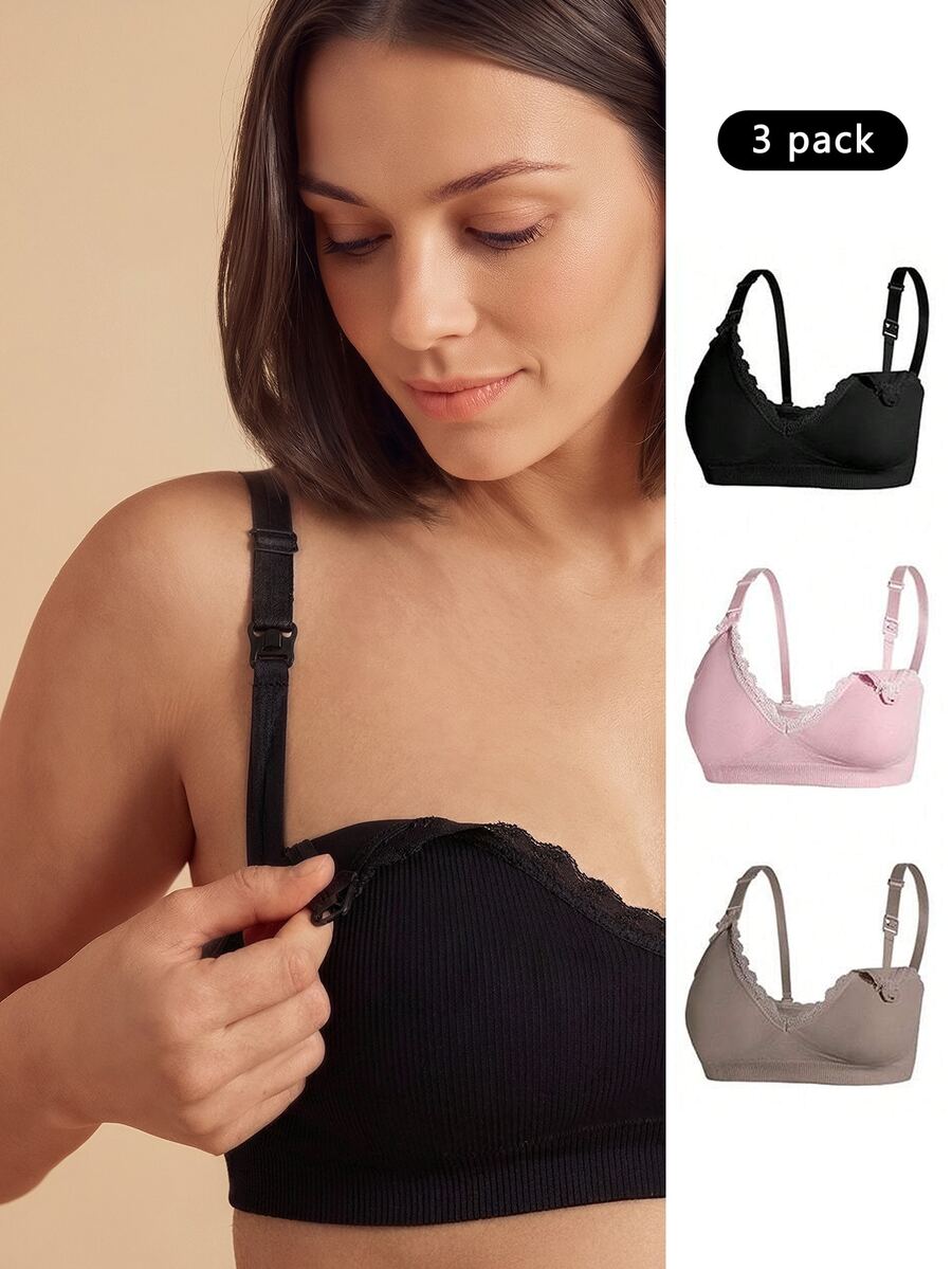 SHEIN 3pcs Seamless Maternity Underwear Set, Spaghetti Strap, Fashion & Suitable For Summer - Multicolor - View 1