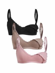 SHEIN 3pcs Seamless Maternity Underwear Set, Spaghetti Strap, Fashion & Suitable For Summer - Multicolor - View 4