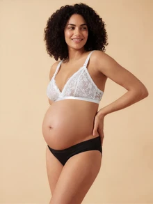 Moonlight&Mama Maternity Solid Color Lace Patchwork Nursing Sexy Lingerie Bra - White - View 1
