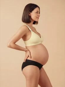 SHEIN الملابس الداخلية الحوامل باللون الأحادي الراحة والموضة (نمط الجيلي) - أصفر - مشاهدة 1