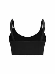SHEIN 1 件纯色舒适哺乳孕妇胸罩 - 黑色 - 查看 4