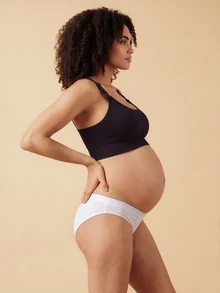 SHEIN 1 件纯色舒适哺乳孕妇胸罩 - 黑色 - 查看 1