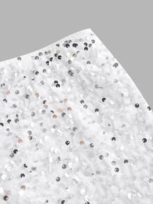 SHEIN ICON Sexy Sequin Shorts For Party, Nightclub, Back To School Season White - White - View 5
